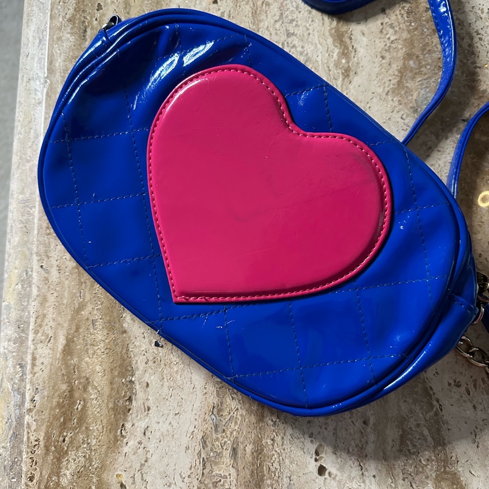 Betsey Johnson Blue and Pink Heart Women's Bag